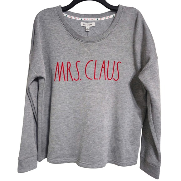 Rae Dunn Tops - Rae Dunn Mrs Claus Sweatshirt Gray Red Christmas Holiday Size S NWT